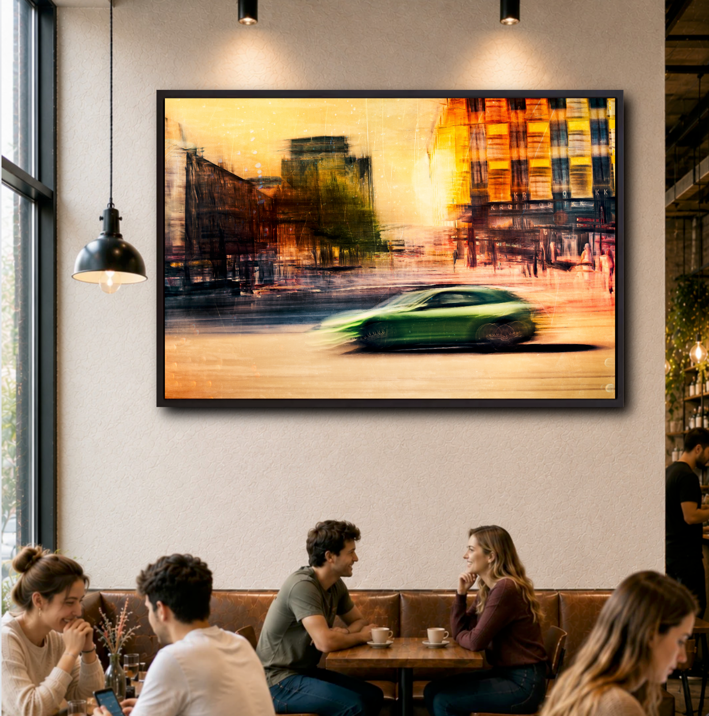 Automotive Limited Edition wall art print of a German Porsche Panamera sports car speeds through Oslo Majorstuen by Douglas Carr Photography