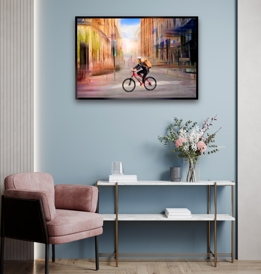 Chasing Light Limited edition cycling wall art print by Douglas Carr Photography
