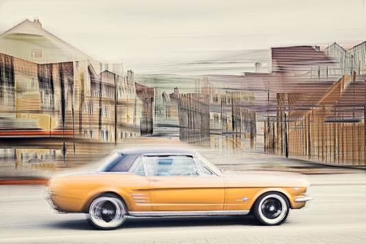 Automotive Limited Edition wall art print of American classic Golden Nugget Ford Mustang motor car by Douglas Carr Photography